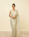 Green Lily Saree with Chevron Patterned Borders